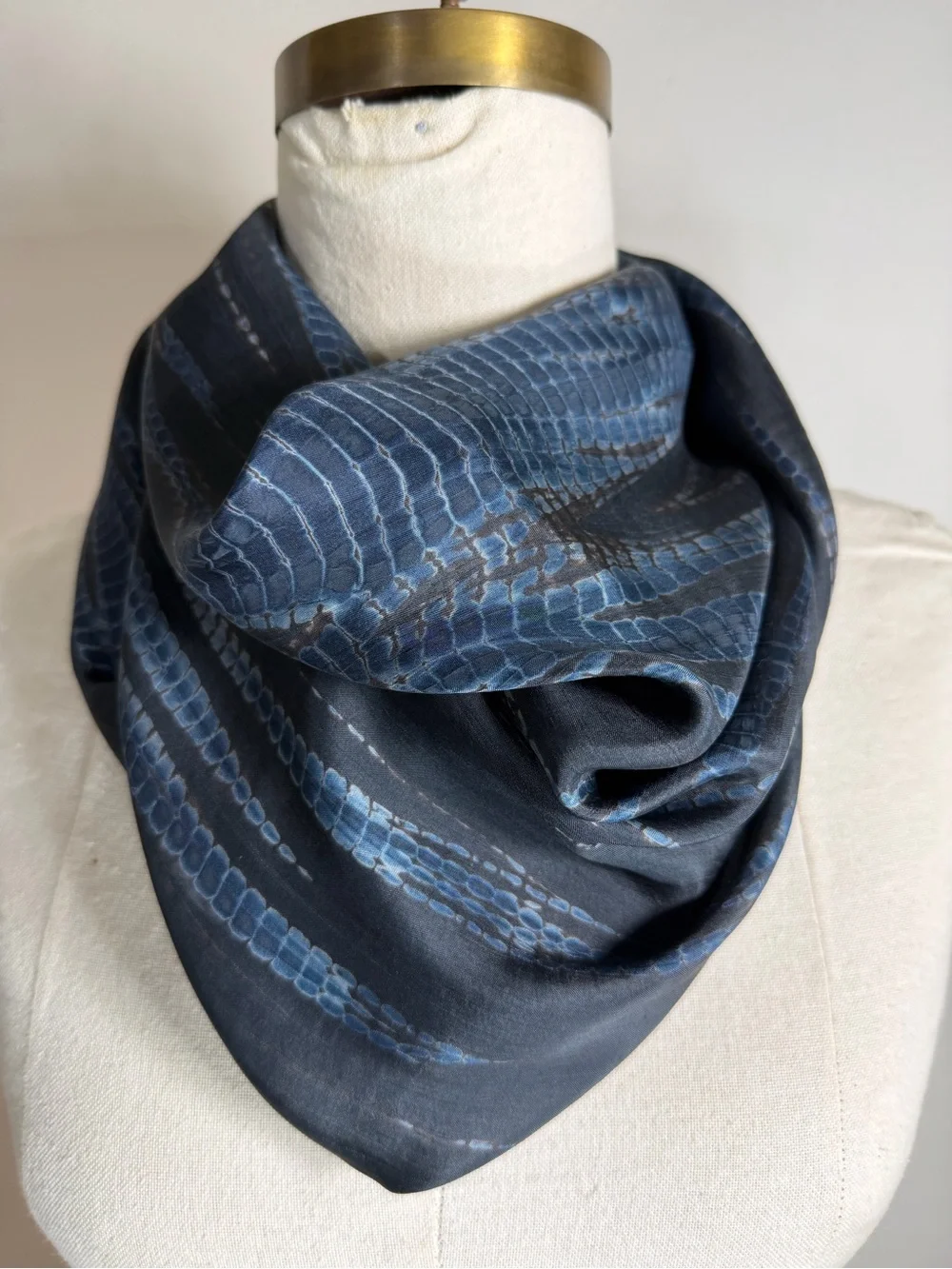Artist made Batik Snake Skin Pattern Silk Scarf